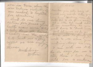 Pages one and three of a letter from Ruth  Smith McDaniel to Sue. I  think this was written in December of 1938 when Laura Spencer was a one month old infant and Bob and Sue were living in Pennsylvania.