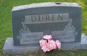 Binnie and George Duren headstone