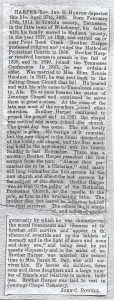 John Henry Harper was born in Winchester, Tennessee, moved to the Flatwoods region in the 1840’s. He was the first pastor of Jennings Chapel and patriarch of the Harper family.