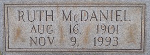 Ruth McDaniel Banks headstone plate